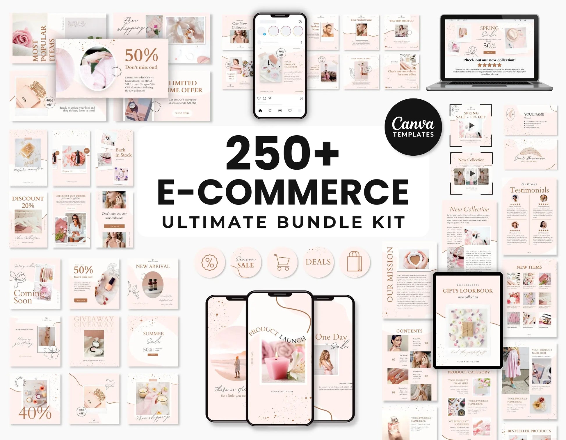 E-Commerce Social Media Templates Bundle Pink