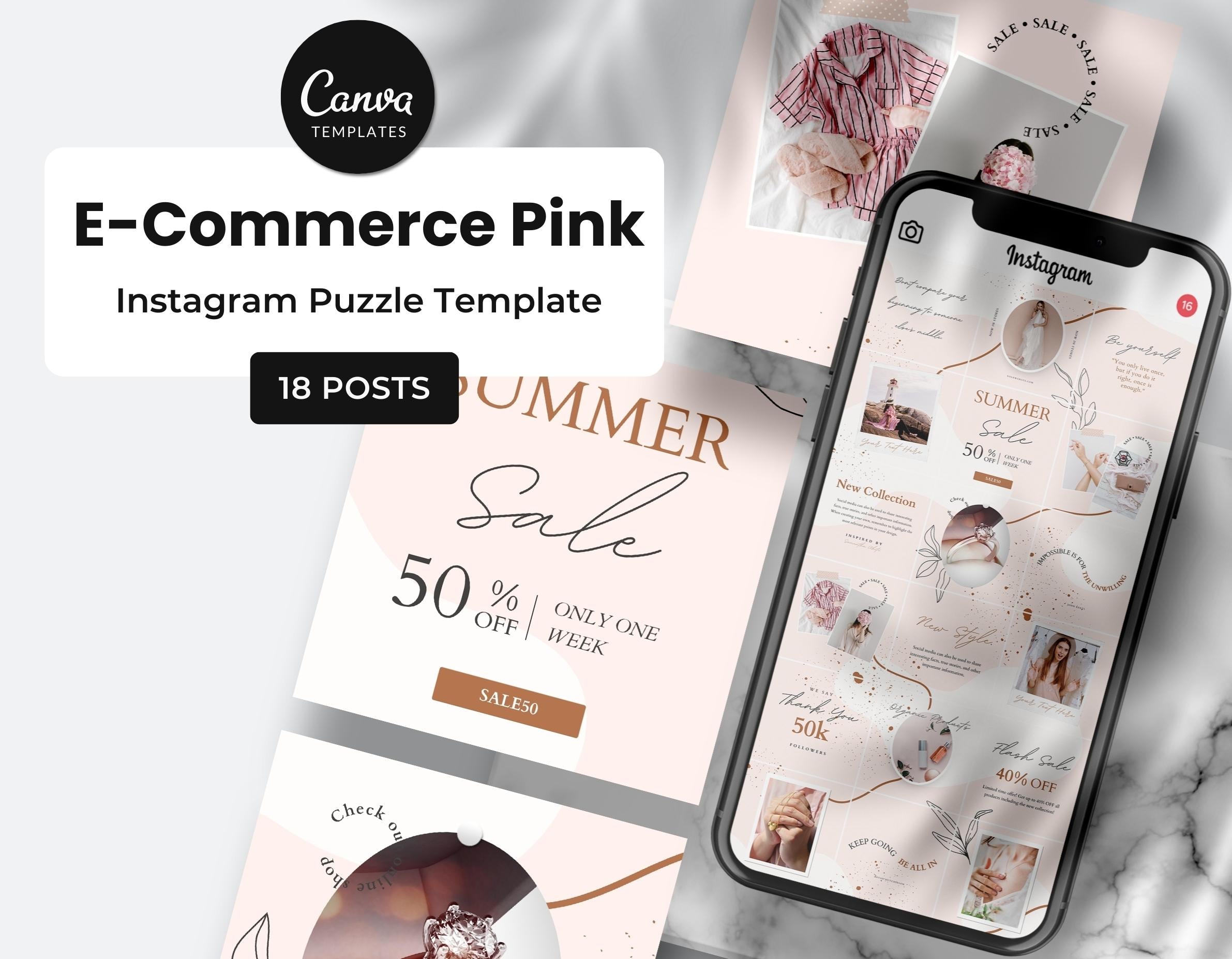 E-Commerce Instagram Puzzle Template Pink DigiPax