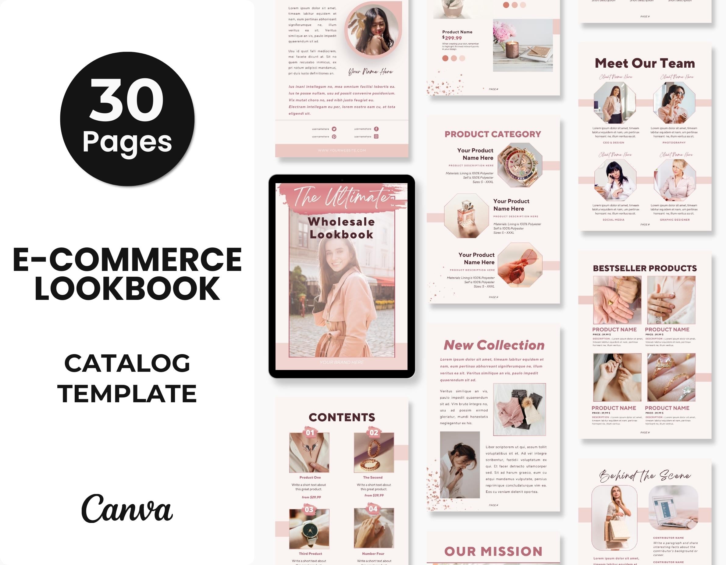 E-commerce Product Catalog Template Canva Rose Gold DigiPax