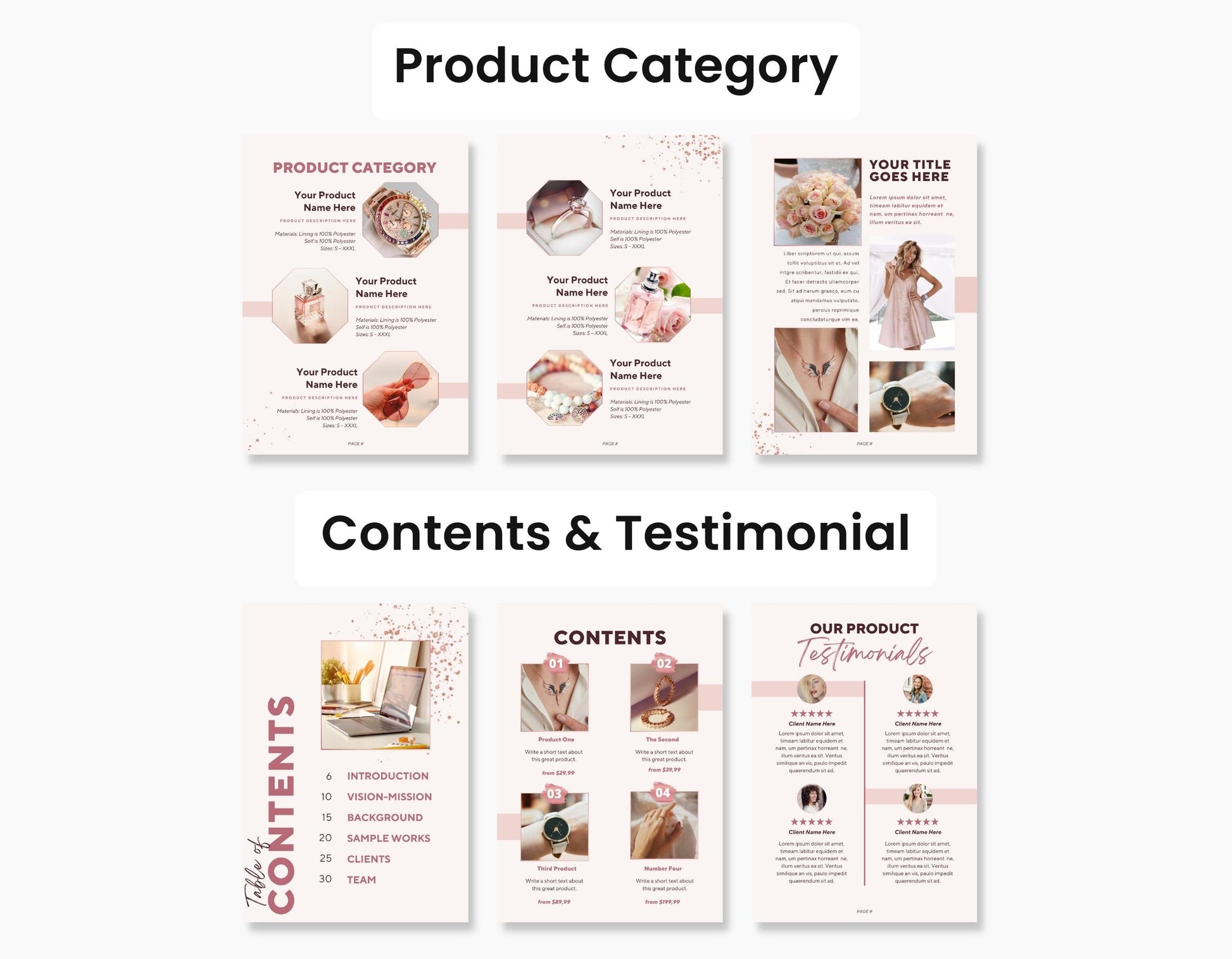 E-commerce Product Catalog Template Canva Rose Gold DigiPax