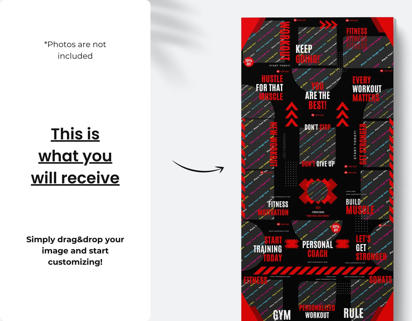 Fitness Brand Instagram Puzzle Template DigiPax