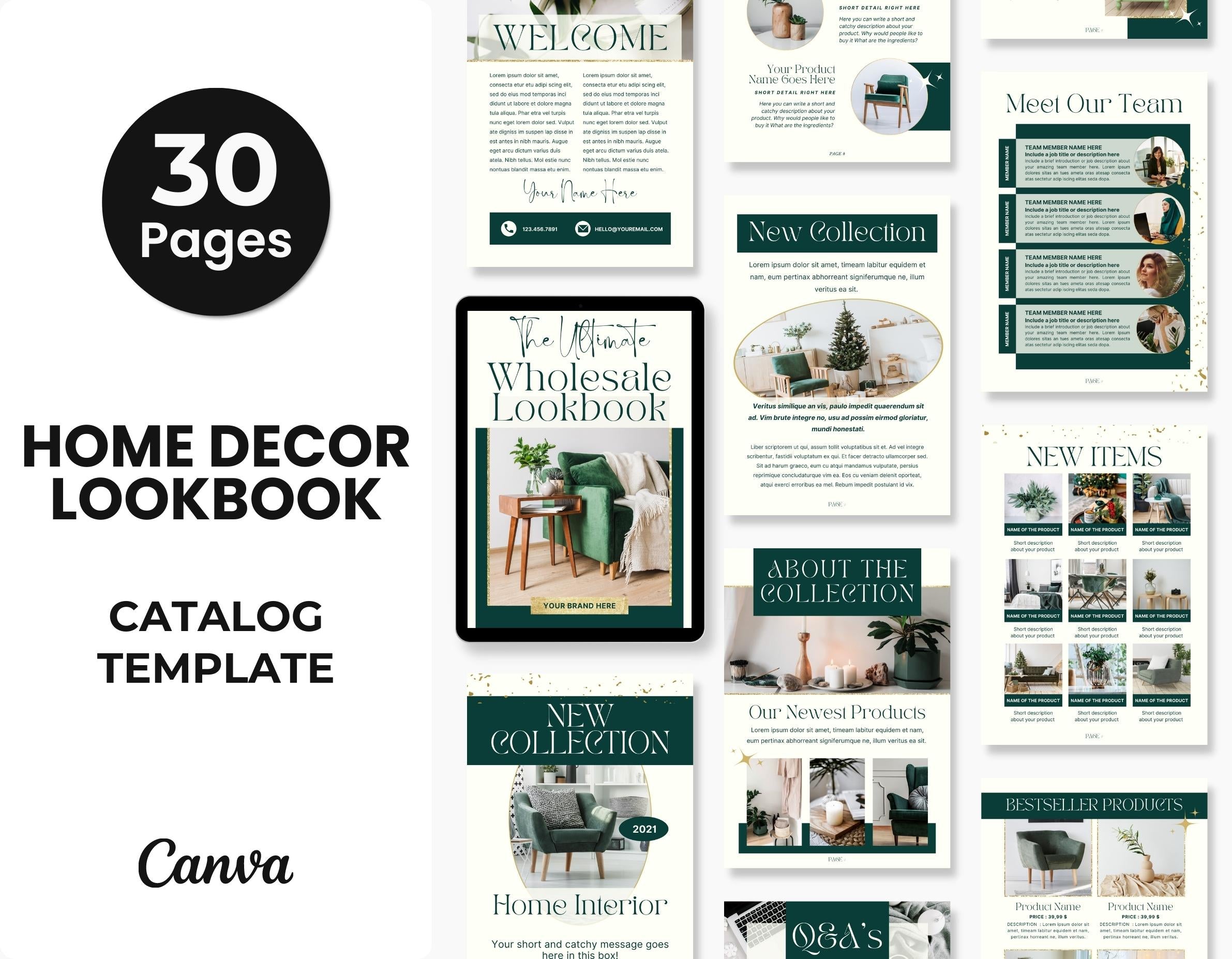 Home Decor Product Catalog Template Canva DigiPax