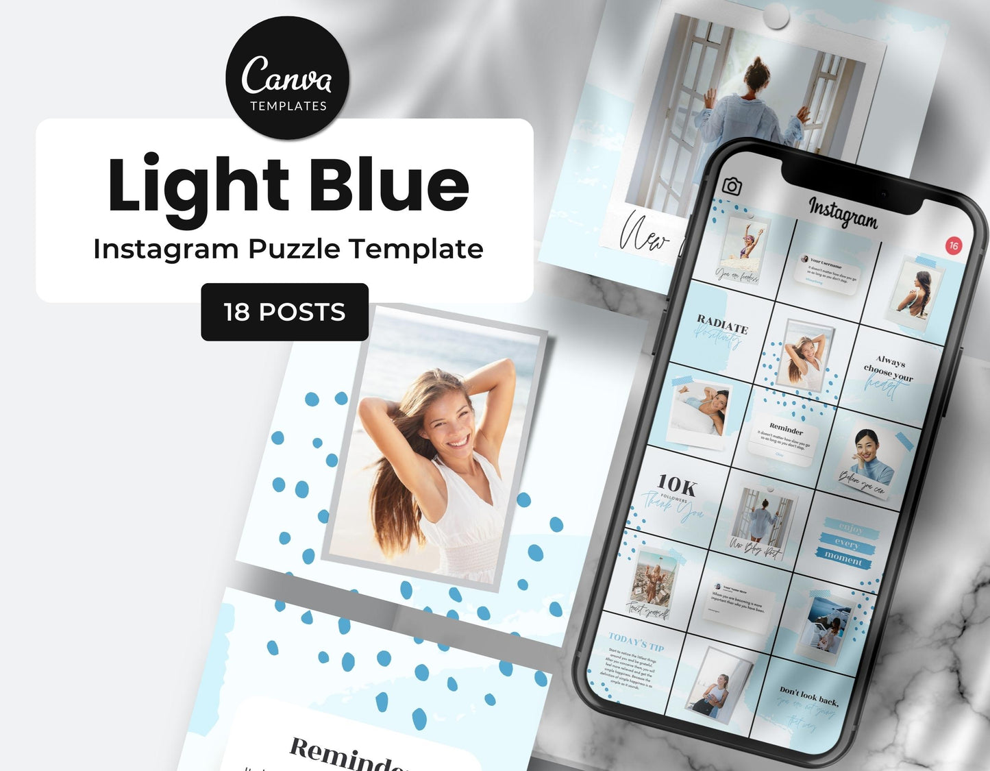 Light Blue Instagram Puzzle Template DigiPax