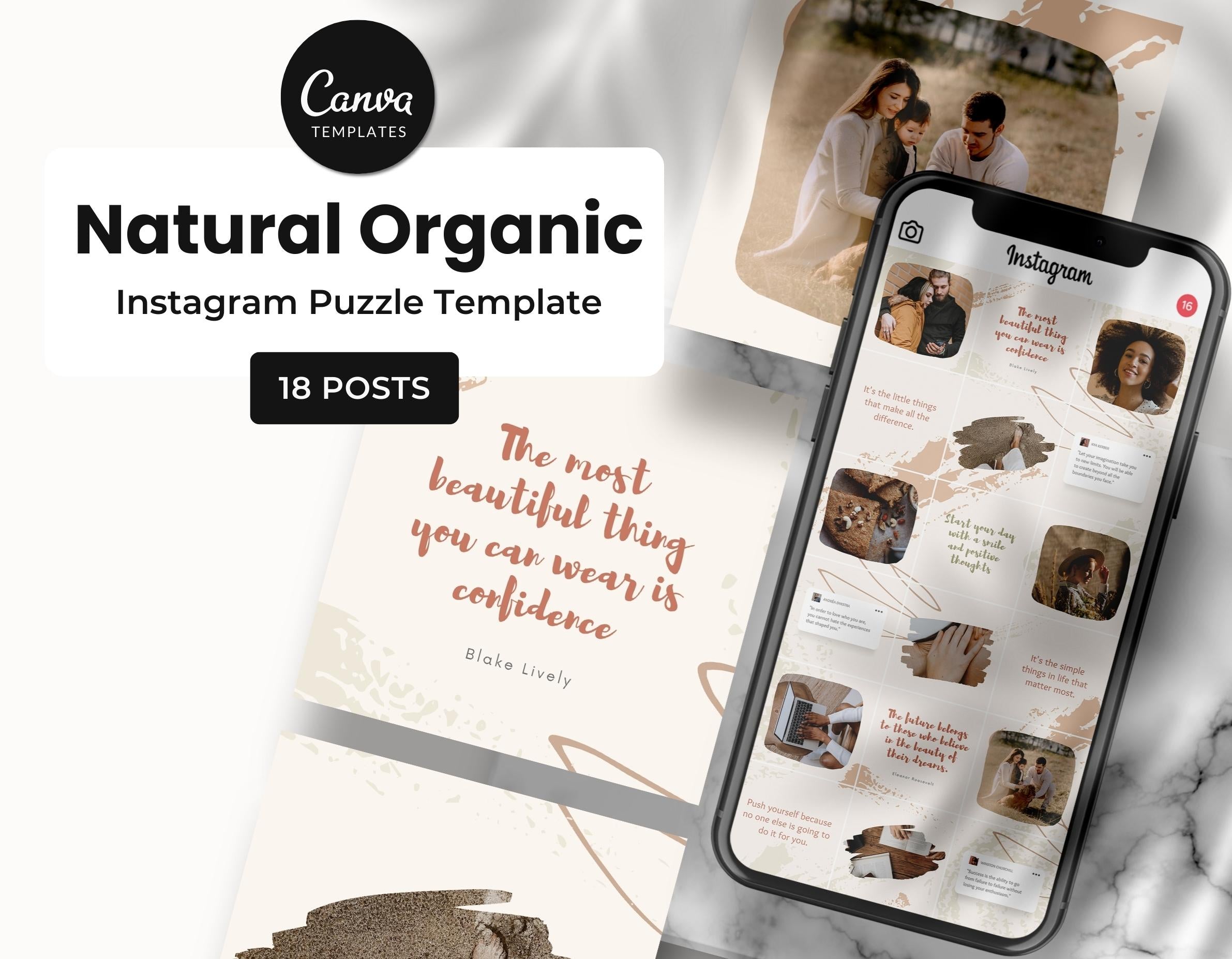 Natural Organic Instagram Puzzle Template DigiPax