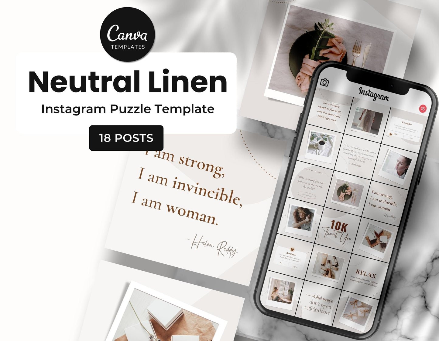 Neutral Linen Instagram Puzzle Template DigiPax