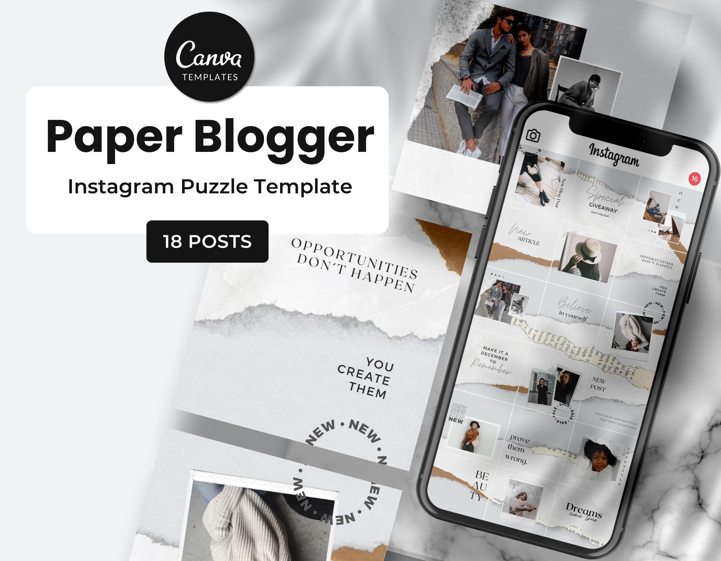 Paper Blogger Instagram Puzzle Template DigiPax