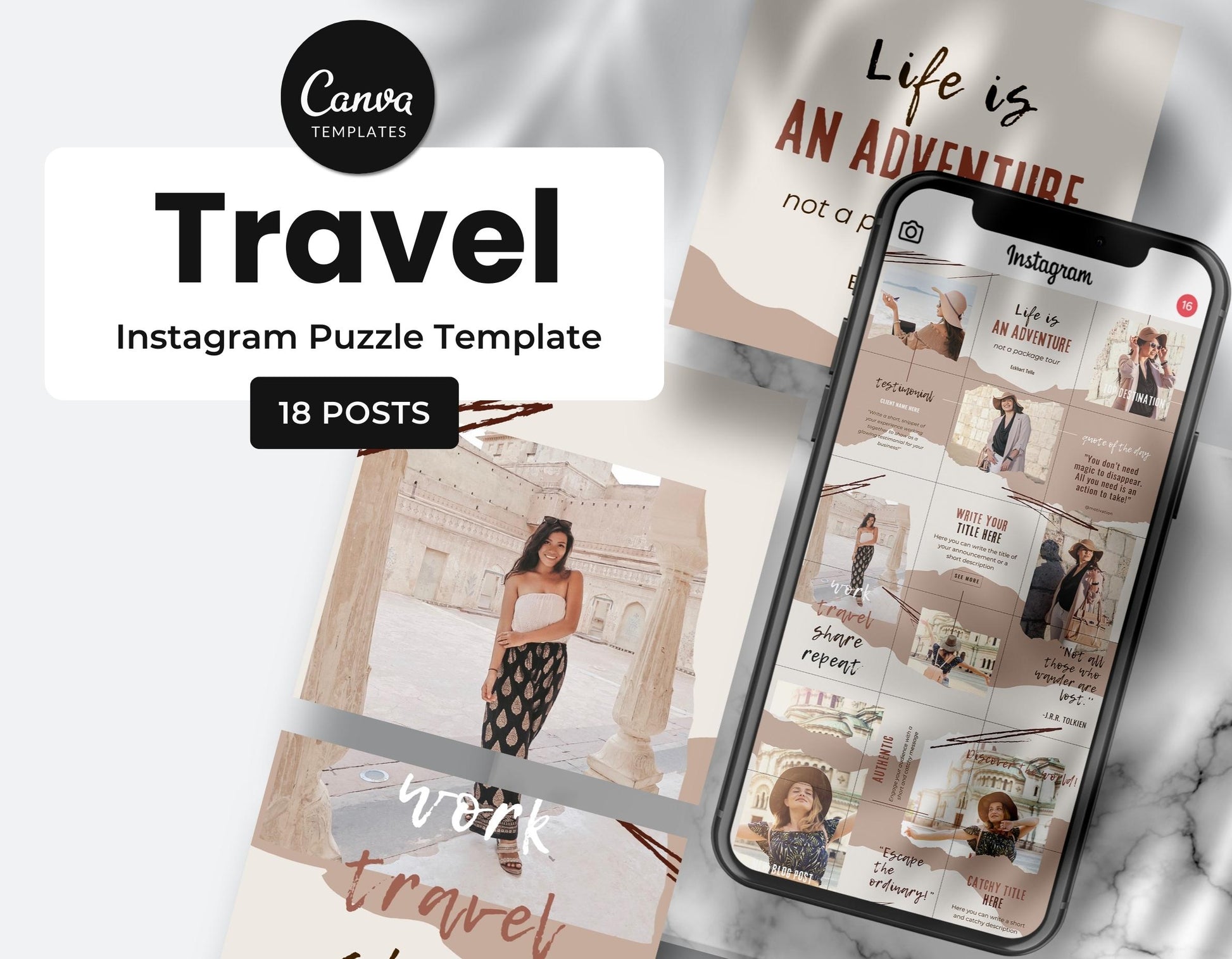 Travel Blogger Instagram Puzzle Template DigiPax