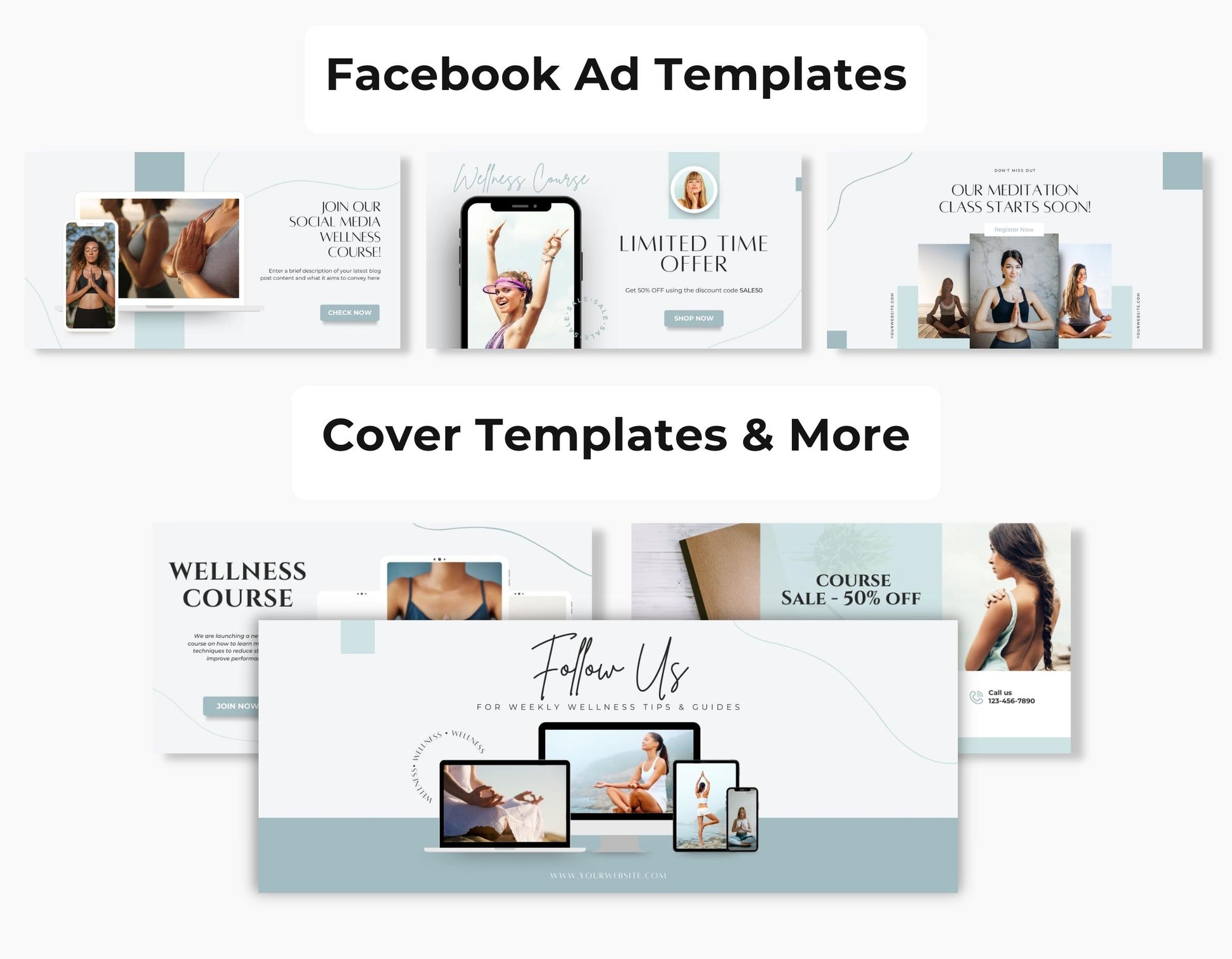 Wellness Coach Social Media Templates Bundle Kit DigiPax