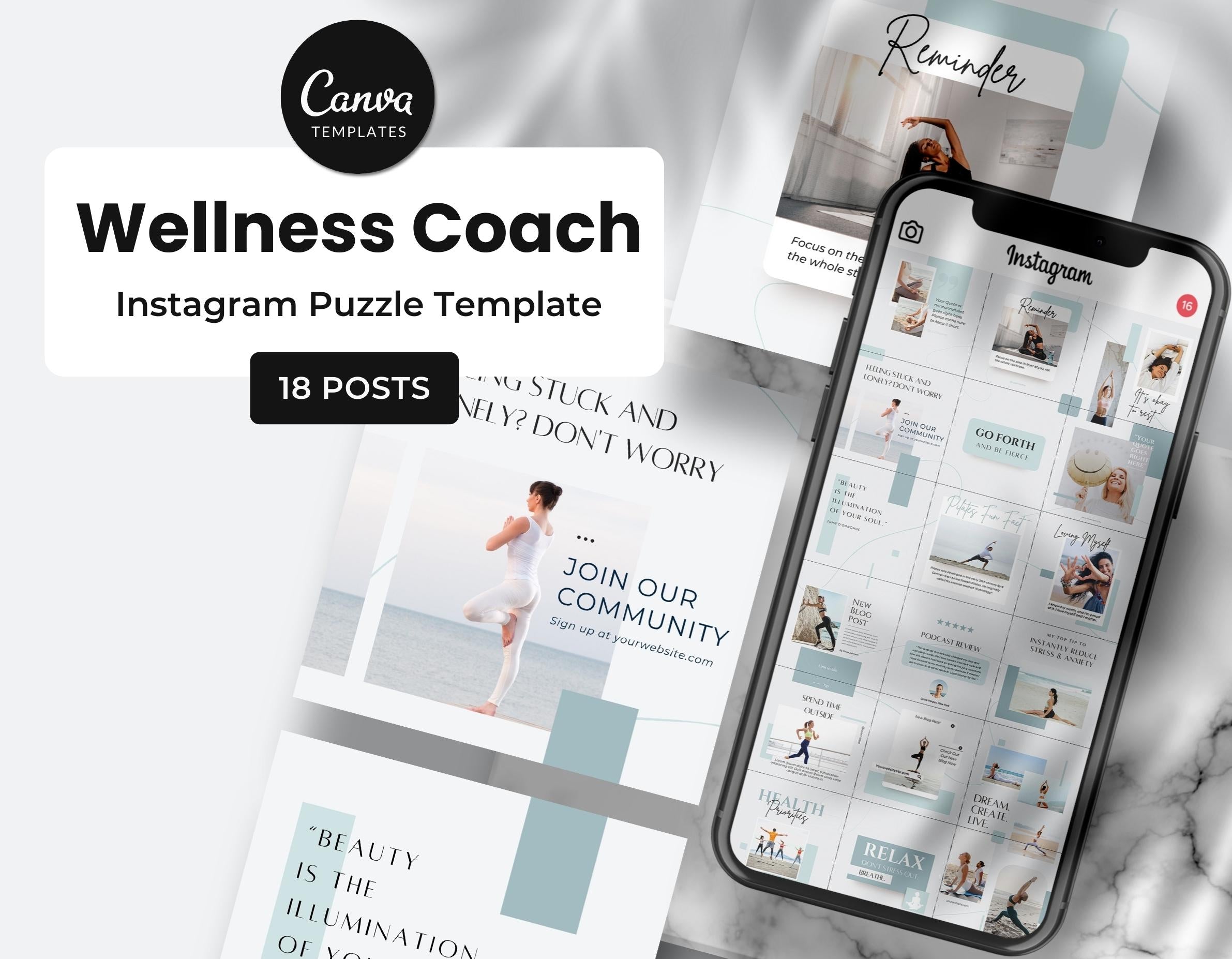 Wellness Coach Instagram Puzzle Template DigiPax