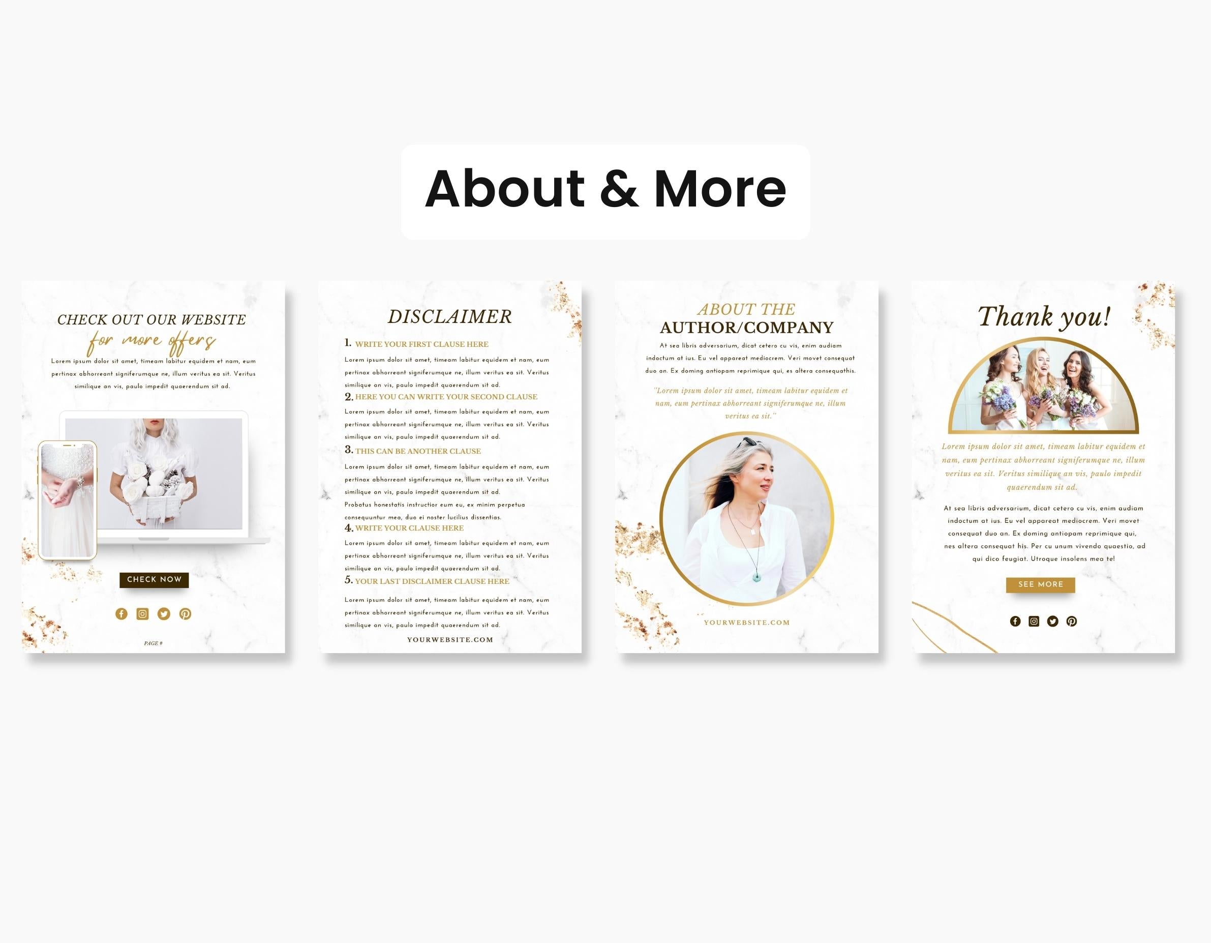 White & Gold Product Catalog Template Canva DigiPax