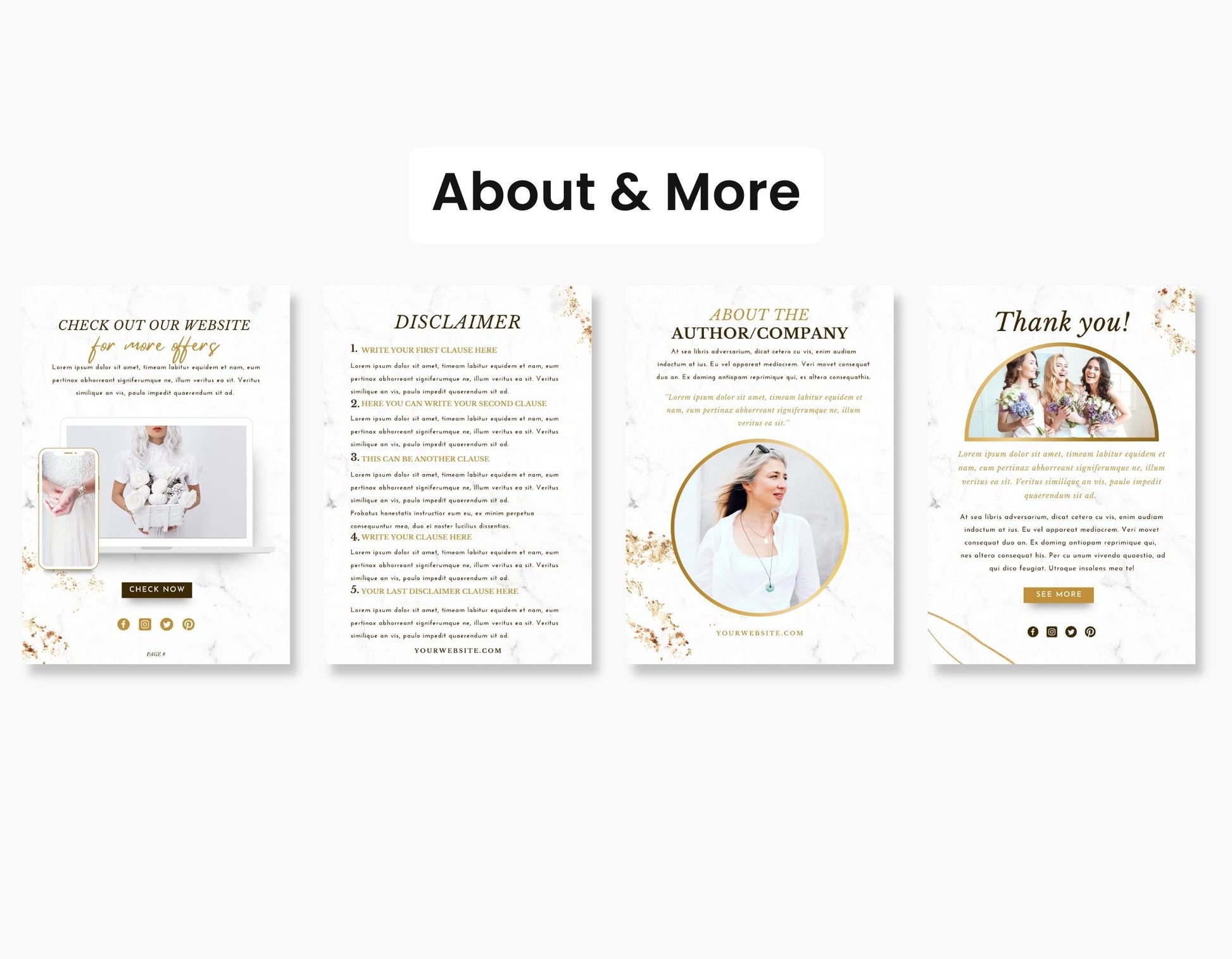 White & Gold Product Catalog Template Canva DigiPax